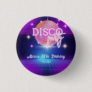 Retro Groovy 70er Disco Ball Geburtstagsparty Button