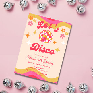 Retro Groovy 70er Disco jeden Geburtstag Einladung