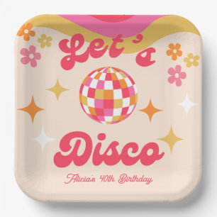 Retro Groovy 70er Disco jeden Geburtstag Pappteller