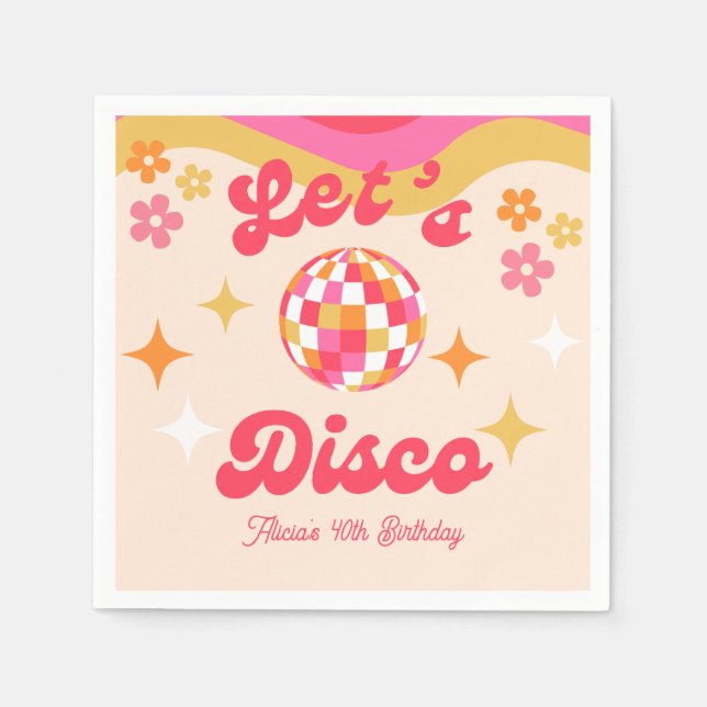 Retro Groovy 70er Disco jeden Geburtstag Serviette (Vorderseite)