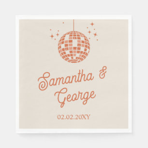 Retro Groovy 70er Elfenbein Orange Foto Disco Hoch Serviette