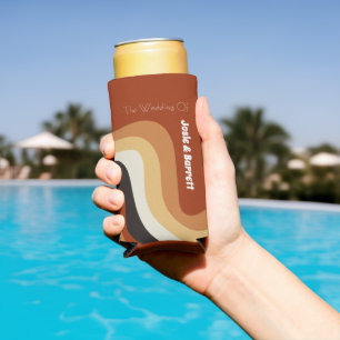 Retro Groovy 70er Funky Personalisiert Boho Weddin Selters Dosenkühler