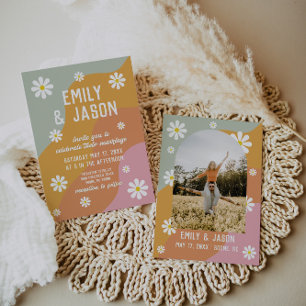 Retro Groovy 70er Hochzeit Einladung