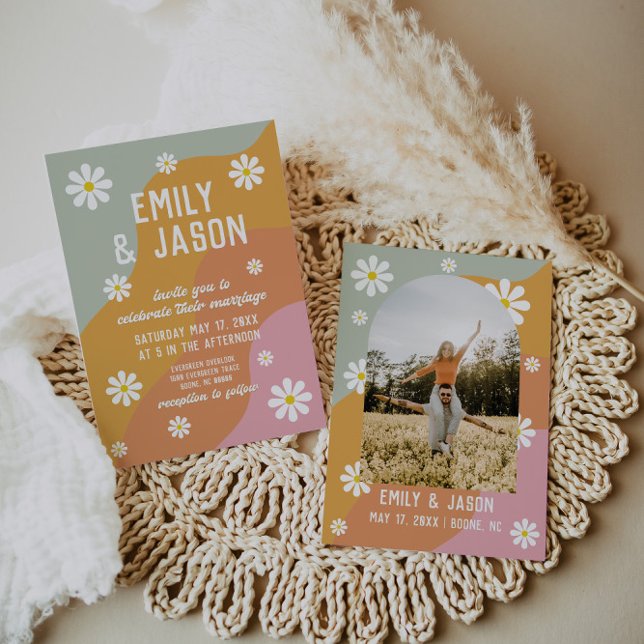 Retro Groovy 70er Hochzeit Einladung (Von Creator hochgeladen)