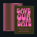 Retro Groovy 70er Hot Pink und Dunkelgrün Rettete  Save The Date<br><div class="desc">Retro Groovy 70er Hot Pink und Dark Green Save the Date</div>