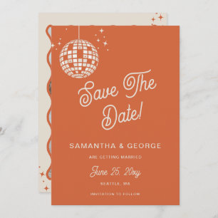Retro Groovy 70er Ivory Orange Disco Foto Save The Date