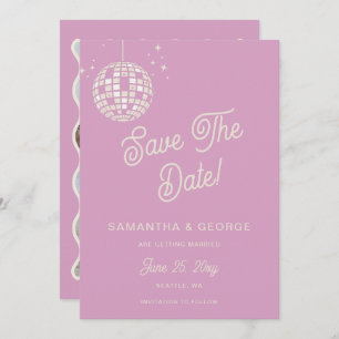Retro Groovy 70er Ivory Pink Disco Foto Save The Date
