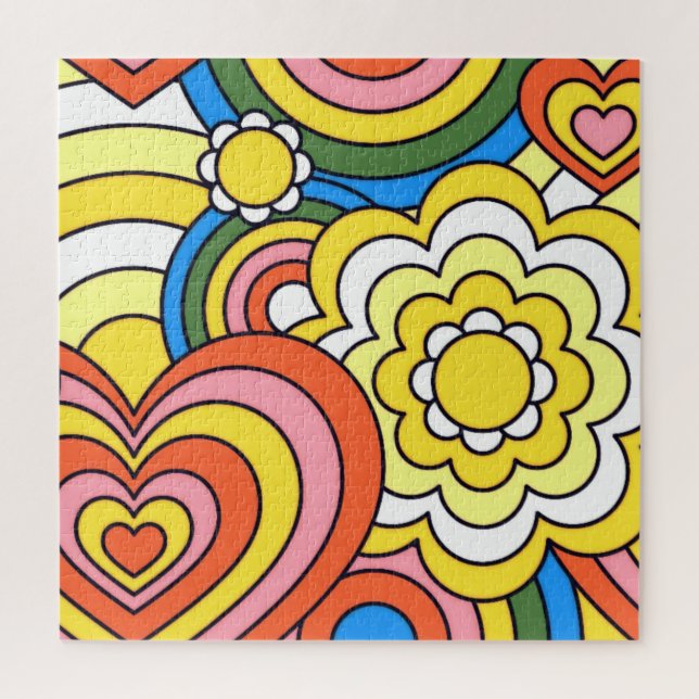 Retro Groovy 70er Jahre ästhetisch Puzzle (Vertikal)