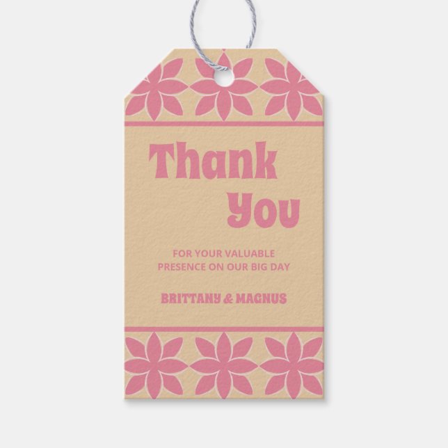 Retro Groovy 70er Jahre kühne Typografie Pfirsich  Geschenkanhänger (Vorderseite)