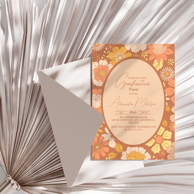 Retro Groovy 70er Jahre Themed Abschluss Einladung (Von Creator hochgeladen)