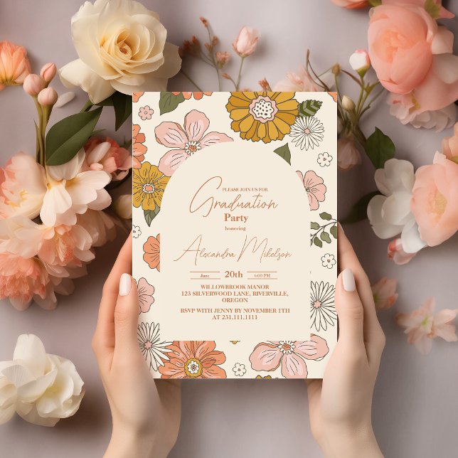 Retro Groovy 70er Jahre Themed Abschluss Einladung (Von Creator hochgeladen)