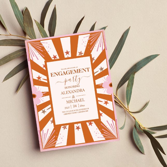 Retro Groovy 70er Jahre Themed Geometrische Verlob Einladung (Von Creator hochgeladen)