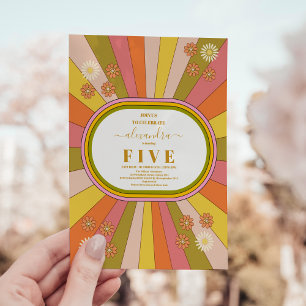 Retro Groovy 70er Jahre Themed Mutes Tones Kinderg Einladung