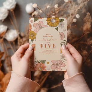 Retro Groovy 70er Jahre Themed Mutes Tones Kinderg Einladung