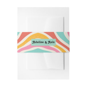 Retro Groovy 70er Jahre Wellige Farbige Hochzeit Einladungsbanderole