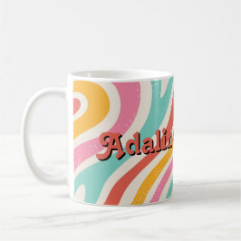 Retro Groovy 70er Jahre Wellige Farbige Hochzeit Kaffeetasse