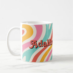 Retro Groovy 70er Jahre Wellige Farbige Hochzeit Kaffeetasse