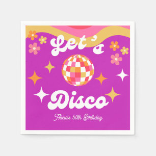 Retro Groovy 70er Lass uns Disco-Geburtstagsfeier Serviette