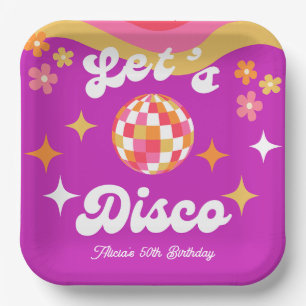 Retro Groovy 70er Lass uns Disco Geburtstagsparty Pappteller