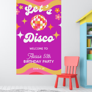 Retro Groovy 70er Let's Disco Geburtstag Willkomme Poster