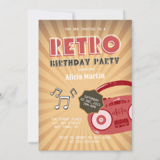 Retro Groovy 70er Music Jegliches Alter Geburtstag Einladung