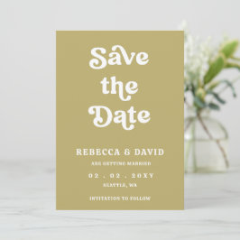 Retro Groovy 70er Niedlich Green Wedding Save The Date