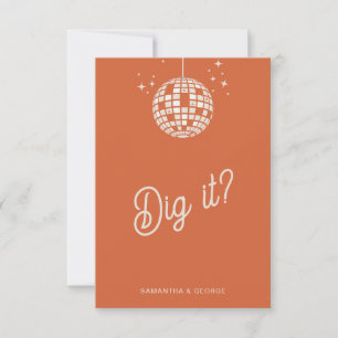 Retro Groovy 70er Niedlich Ivory Orange Disco RSVP Karte
