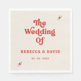 Retro Groovy 70er Niedlich Ivory Red Wedding Serviette