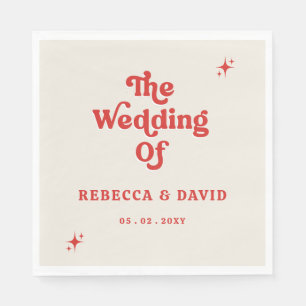 Retro Groovy 70er Niedlich Ivory Red Wedding Serviette