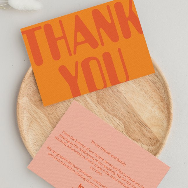 Retro Groovy 70er Orange Bold Wedding Dankeskarte (thank you card retro orange)