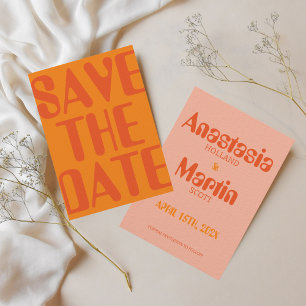 Retro Groovy 70er Orange Bold Wedding Save The Date