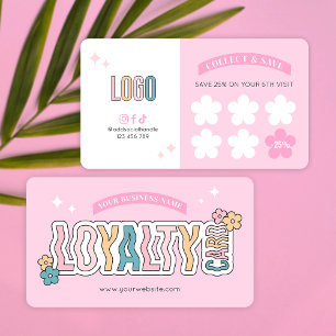 Retro Groovy 70er Pink Aesthetic Nails Salon Logo Treuekarte