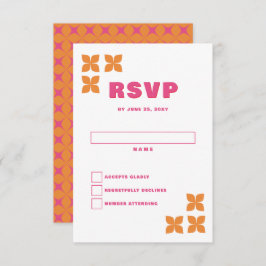 Retro Groovy 70er Pink Orange Wedding RSVP Karte
