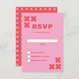 Retro Groovy 70er Pink Red Wedding RSVP Karte