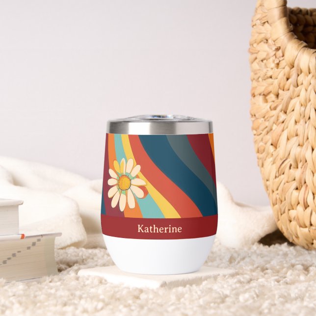 Retro Groovy 70er Regenbogen Gänseblümchen Benutze (Wohnzimmer (gedreht))