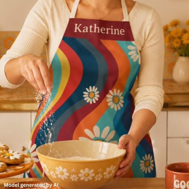 Retro Groovy 70er Regenbogen Gänseblümchen  Schürze (Von Creator hochgeladen)