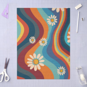 Retro Groovy 70er Regenbogen Gänseblümchen Seidenpapier