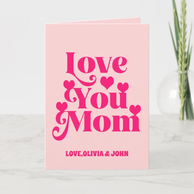 Retro Groovy 70er Themed Liebe You Mama Foto Karte (Vorderseite)