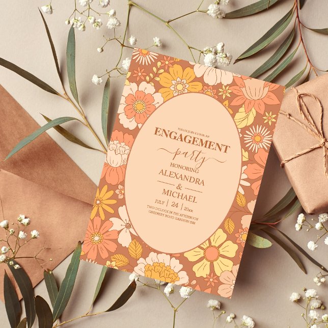 Retro Groovy 70er Themed Mutes Hochzeit Einladung (Von Creator hochgeladen)