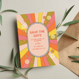 Retro Groovy 70er Themed Mutes Hochzeit Save The Date