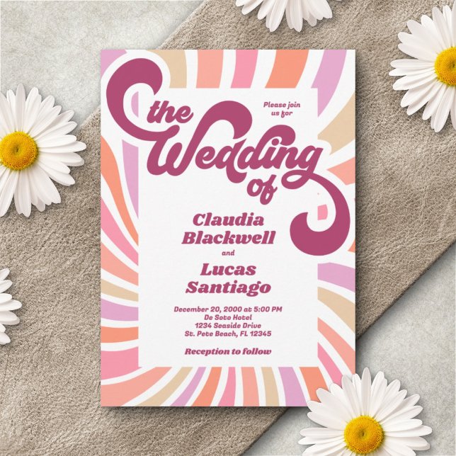 Retro Groovy 70er Wedding Einladung (Von Creator hochgeladen)