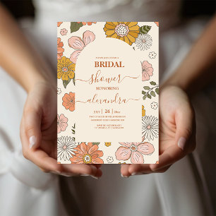 Retro Groovy 70's Themed Bridal  Invitation Einladung