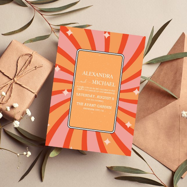 Retro Groovy 70's Themed Mutes Tones Wedding Invit Einladung (Von Creator hochgeladen)