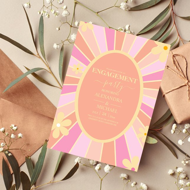 Retro Groovy 70's Themed Mutes Tones Wedding Invit Einladung (Von Creator hochgeladen)