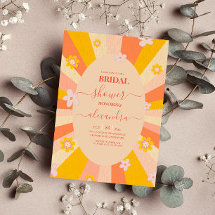 Retro Groovy 70's Themed orange Gelbe Bridal Einladung