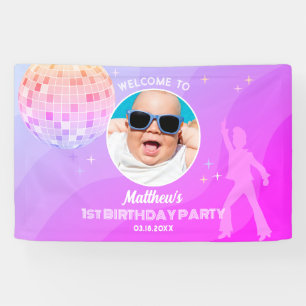 Retro Groovy 80er 90s Disco Geburtstag Begrüßungsg Banner