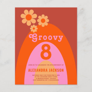 Retro Groovy 8. Geburtstagsfeier Budget Flyer