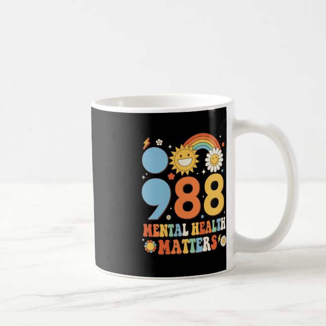 Retro Groovy 988 Mental Health Matters Suizid Pre- Kaffeetasse (Rechts)