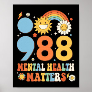 Retro Groovy 988 Mental Health Matters Suizid Pre- Poster