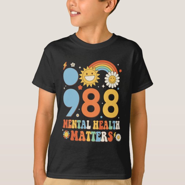 Retro Groovy 988 Mental Health Matters Suizid Pre- T-Shirt (Vorderseite)
